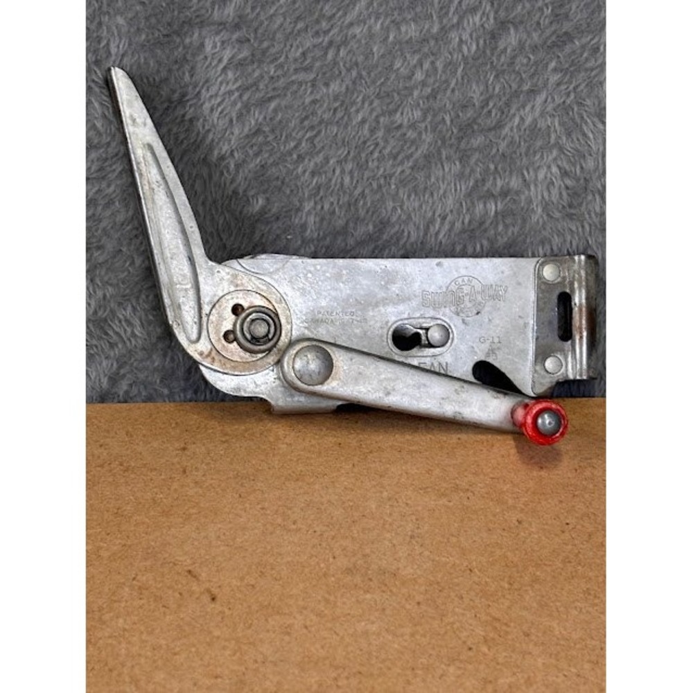 Vintage Swing-A-Way G-11 Wall Mount Can Opener Silver Red Handle Made in USA